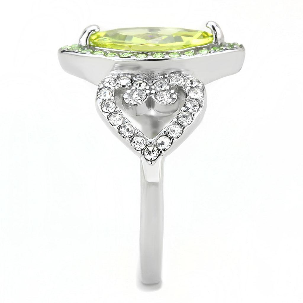 TK3579 - No Plating Stainless Steel Ring with AAA Grade CZ  in Apple Green color