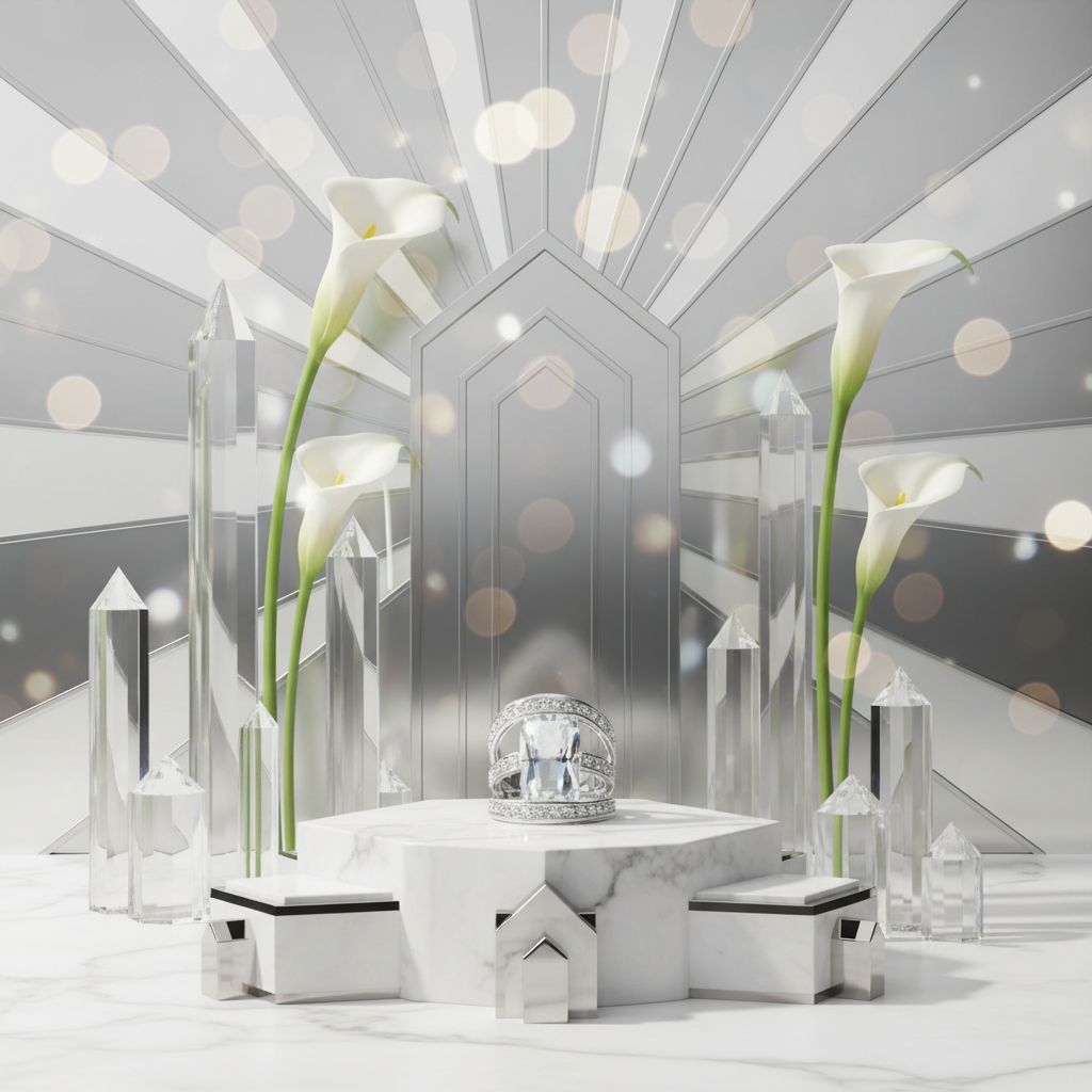 7X053 - Rhodium Brass Ring with AAA Grade CZ  in Clear