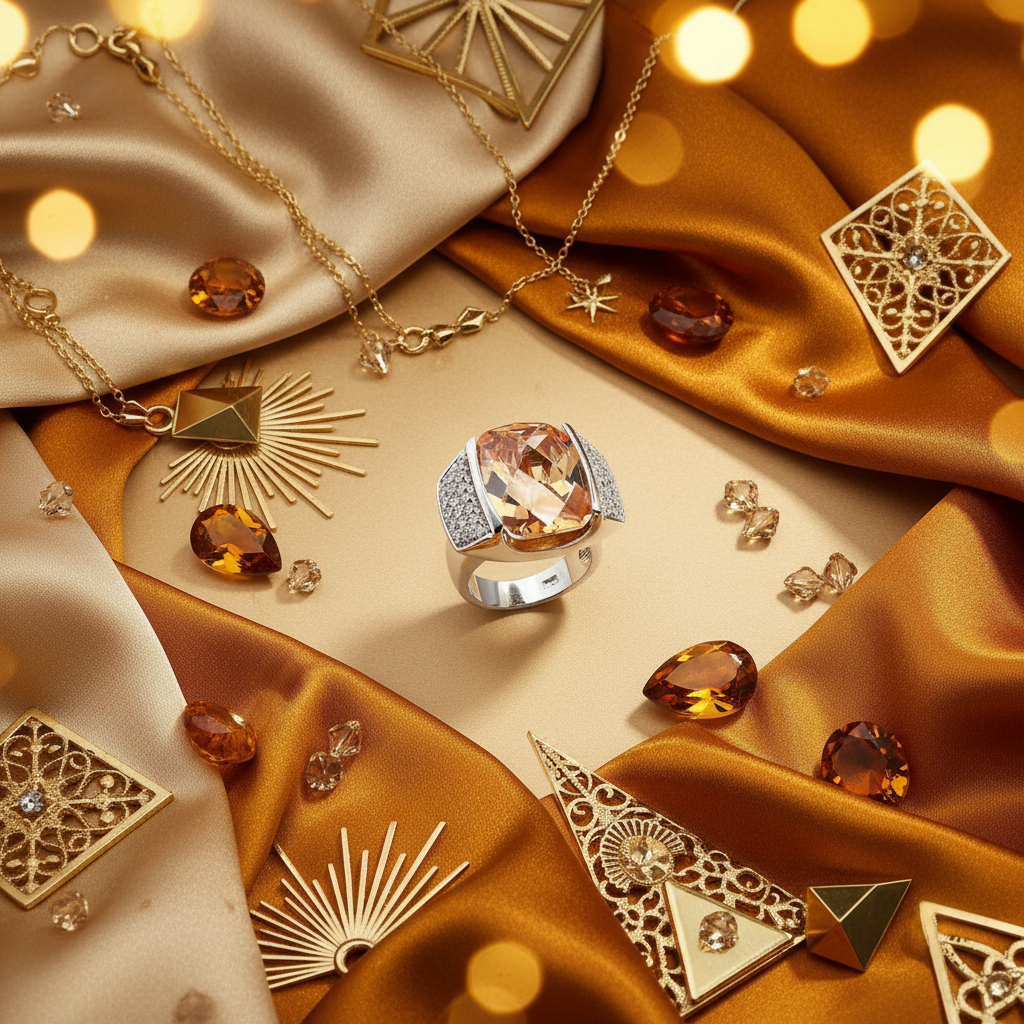 Jewelry background for champagne statement ring