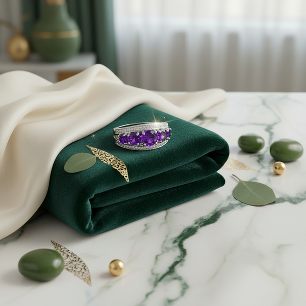 Purple Gemstone Ring with Fashion Background