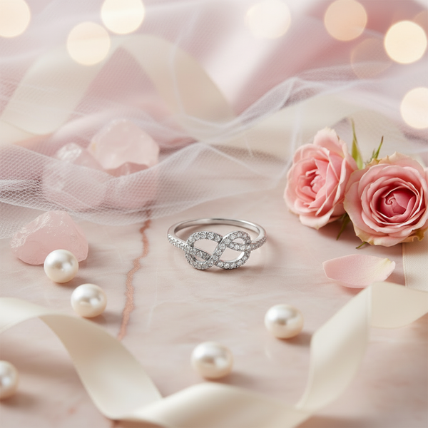 Silver Infinity Ring with Fashion Background