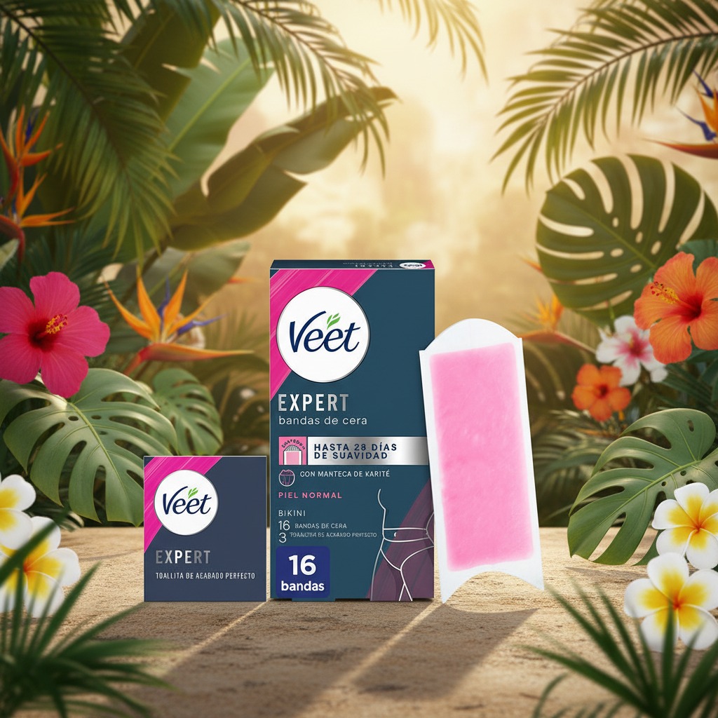 Veet product with tropical background
